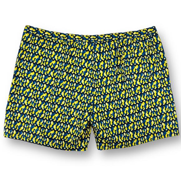 Psycho Bunny Everett Geometric Print Swim Trunks Big Tall Sz 6XL Blue Yellow 8" - Picture 4 of 6